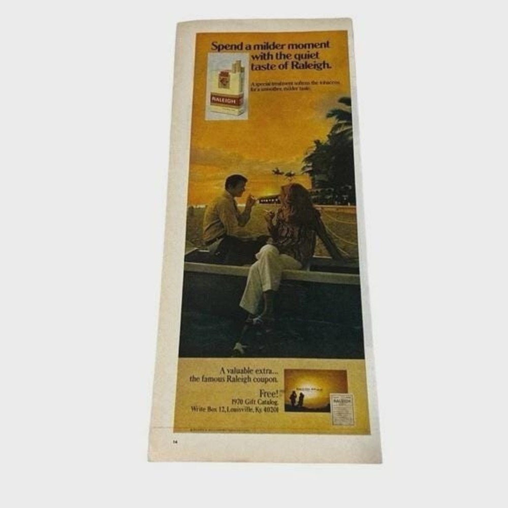 1970 Raleigh BelAir Filter Tip Cigarettes Original Vintage Print Ad